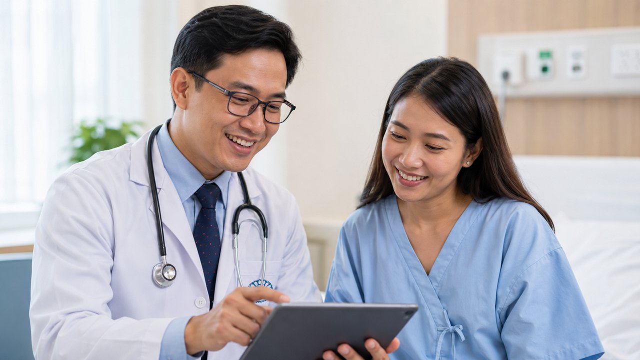 A doctor showing the results to his patient