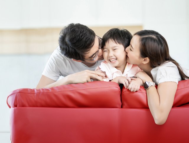 happy kid with parent