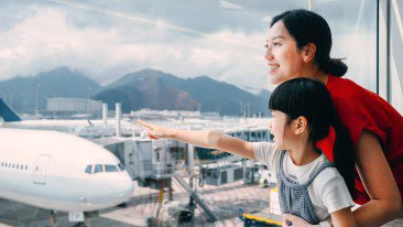mom and daugther at the airport 