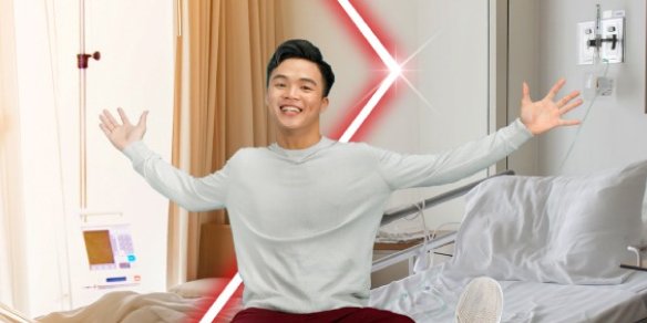 Man sitting on a hospital bed looking relxed