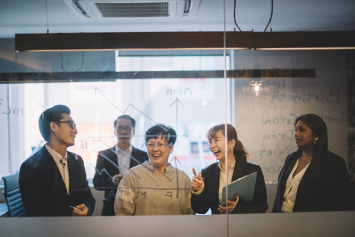A group of business consultants having a meeting 