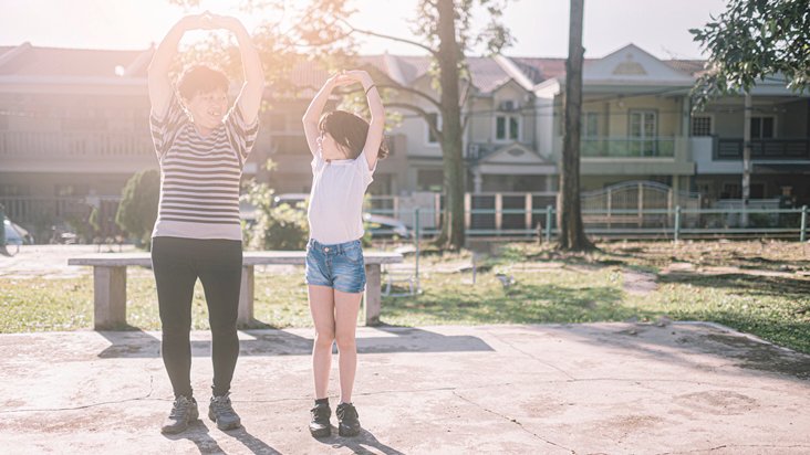 an Asian active senior woman and her granddaughter spending quality bonding time together in the morning