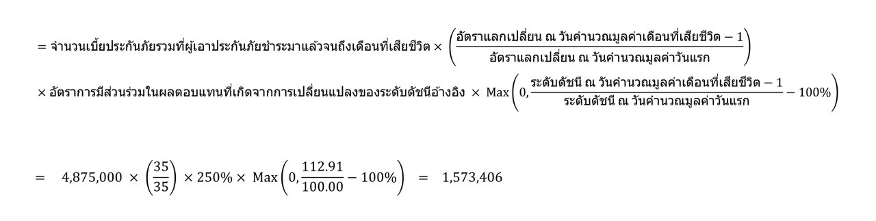 การคำนวณผลตอบแทนตามดัชนีอ้างอิง กรณีผู้เอาประกันภัยเสียชีวิต 