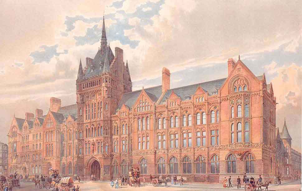  Watercolour of Holborn Bars by Alfred Waterhouse (1879)