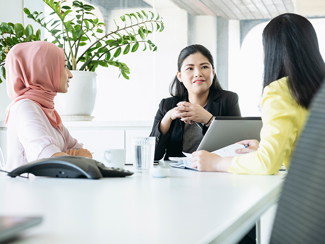 Group having business discussion