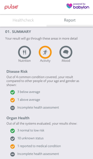 Screenshot of Pulse Health Check Feature