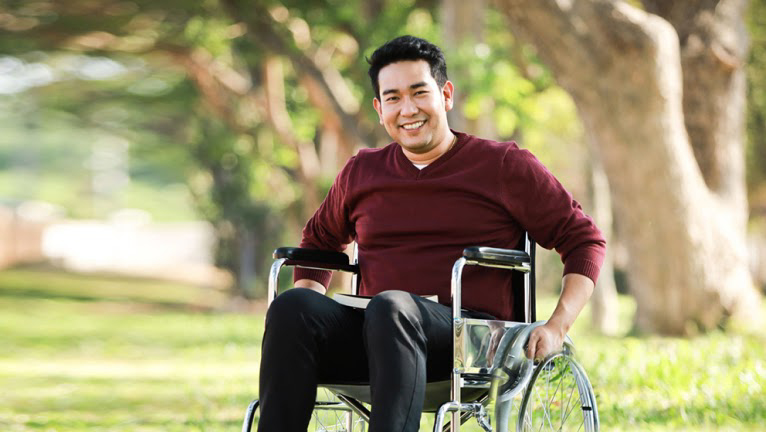 Young man in wheelchair