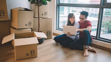 A couple moving in their new place