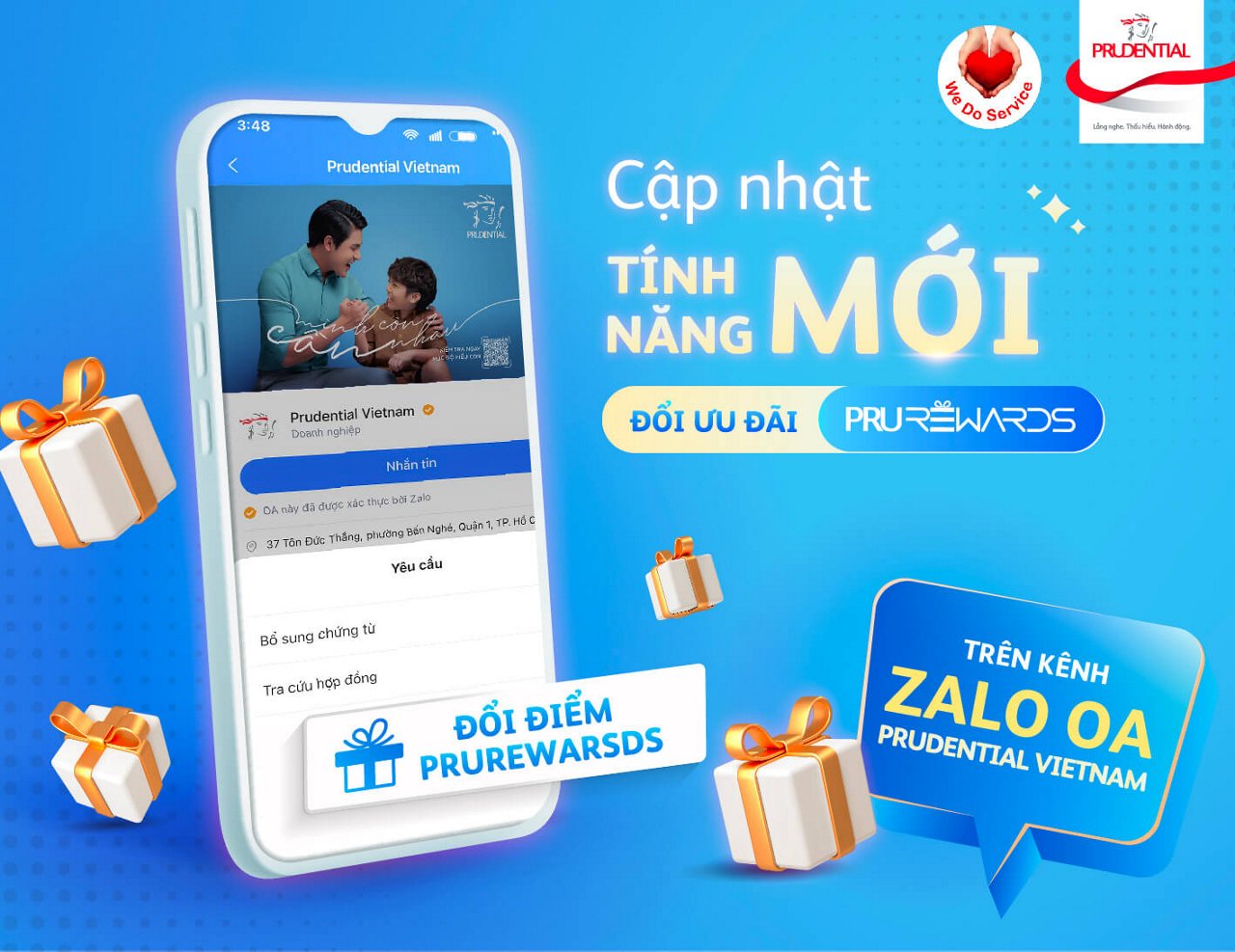 Cập nhật tính năng mới: Đổi ưu đãi PRURewards trên kênh Zalo OA Prudential Vietnam