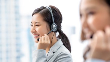 call center servicing with smile