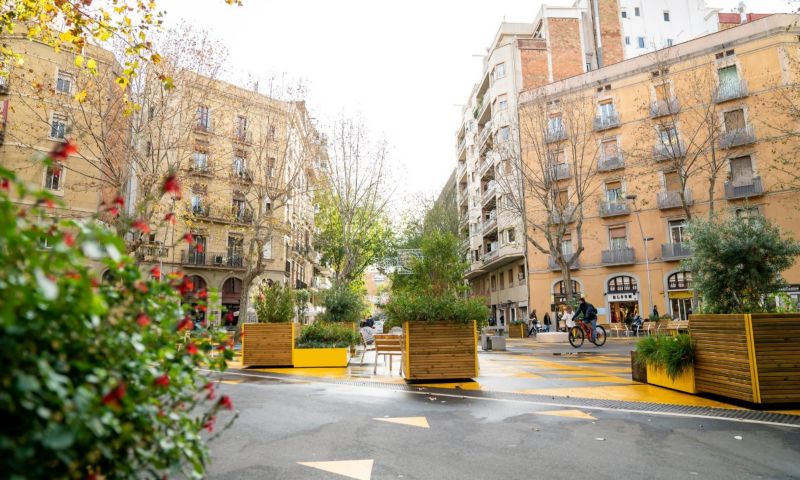 Barcelona’s superblocks have seen the streets reclaimed to create walkable neighbourhoods with public spaces available for the use of residents.