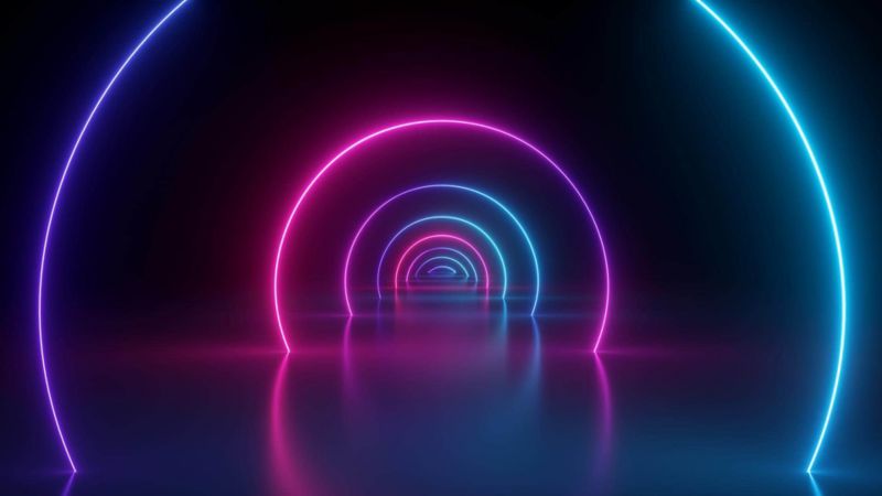 Corridor with neon lights