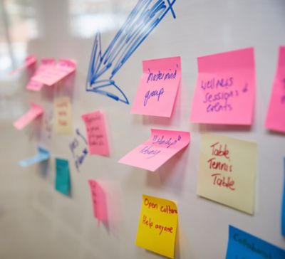 Skill up image. Post it notes.