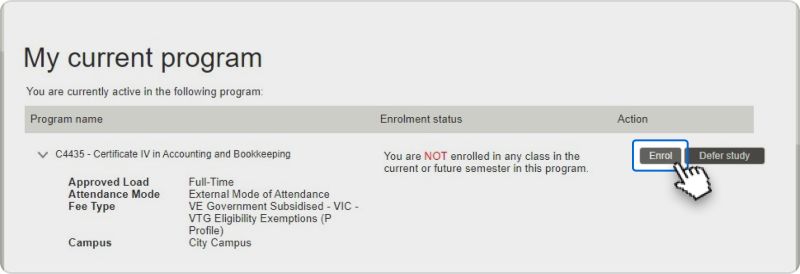 VE GSP guide screenshot - Enrol button
