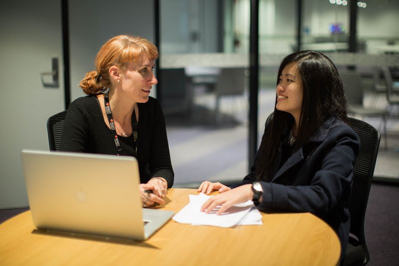 Student with counsellor 