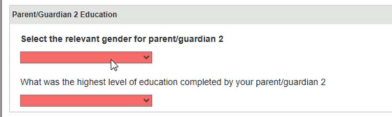 Screenshot of enrolling as a student at a partner institute - Step. 3 Look for fields highlighted in red