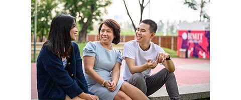 Mother parent with two students in basketball court