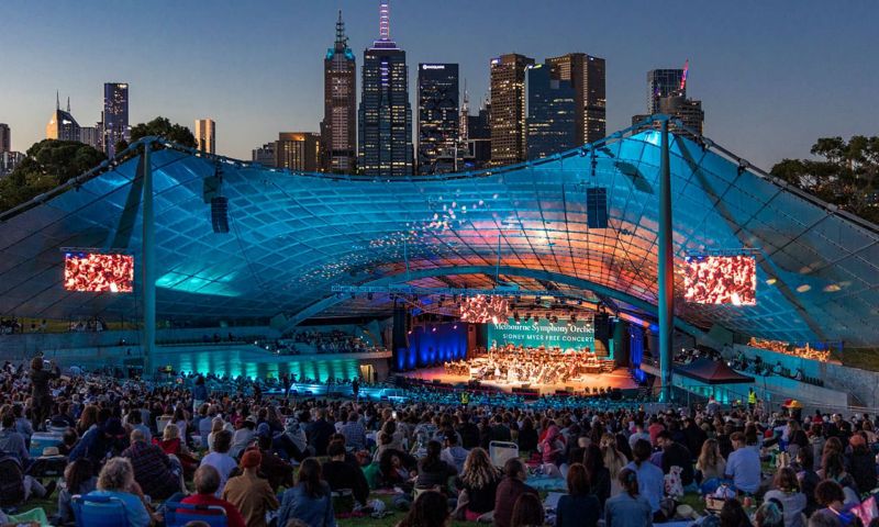 Live performance at the Sidney Myer Music Bowl.