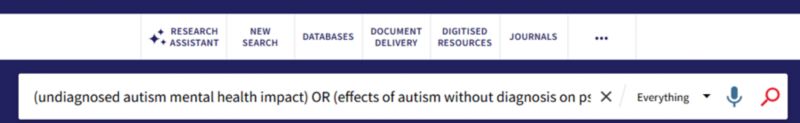 Search box says (undiagnosed autism mental health impact) OR (effects of autism without diagnosis on...)