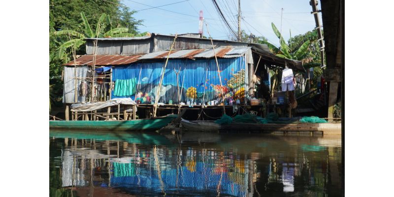 The murals were painted across 800m2 of resident walls near Tien River, Tan Tich Hamlet, Tinh Thoi Commune, Cao Lanh Province.