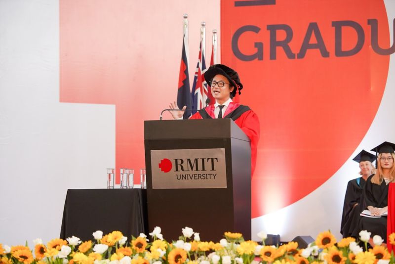 Vietnamese-Australian chef and restaurateur Luke Nguyen was presented with an RMIT University Honorary Doctorate – Doctor of Communication honoris causa - at the ceremony for his distinguished contributions to the wider community.