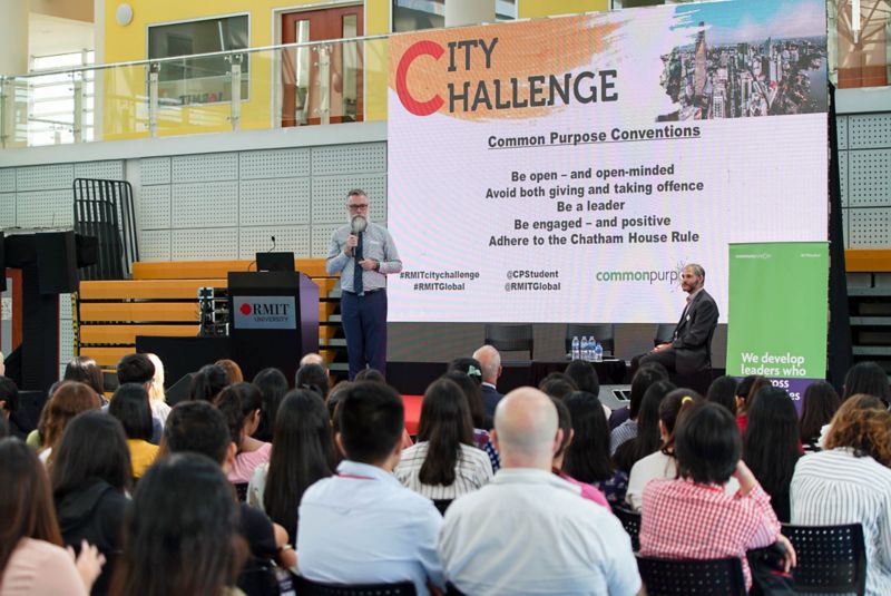 RMIT Director of Global Entities & Experiences, Gerard Shanahan addressed City Challenge participants on day one of the program.