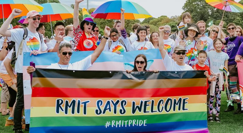 Students at a pride festival