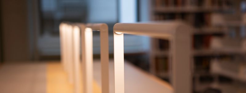 Desks in the RMIT library.