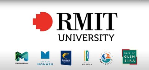  Picture of an RMIT University logo. Underneath the RMIT logo is a series of smaller logos including, City of Melbourne, City of Monash, Brimbank City Council, City of Kingston, City of Port Phillip and City of Glen Eira.