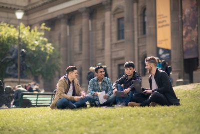 Group photo at the front of state library. 1440x960