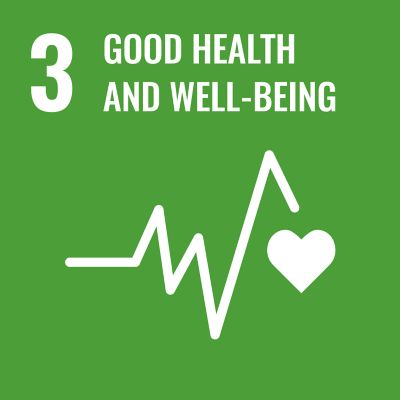 the phrase 3 good health and wellbeing in white on a green background