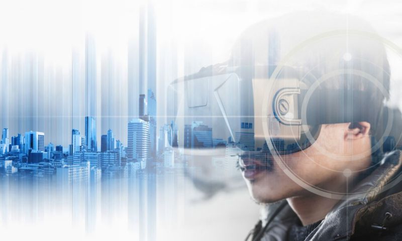 Abstract image of person wearing virtual reality headset