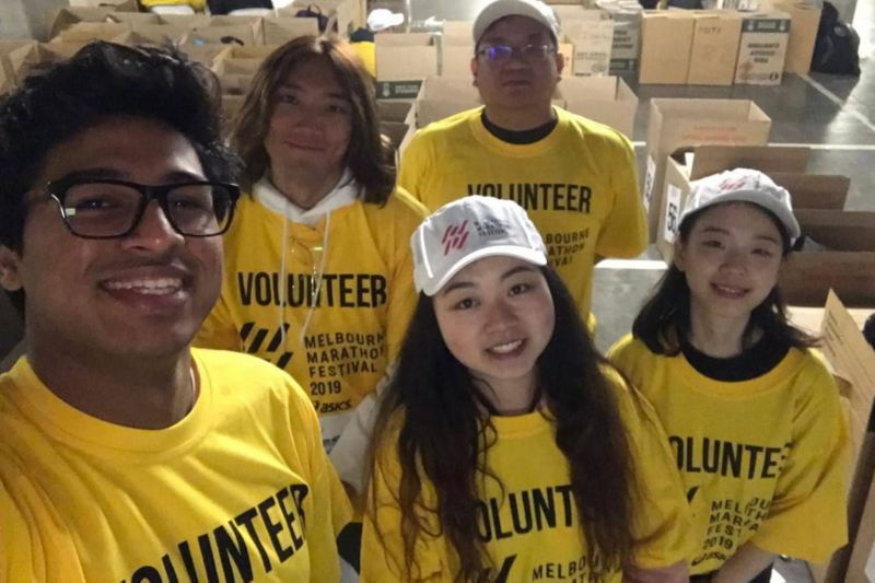 Student volunteers in uniform