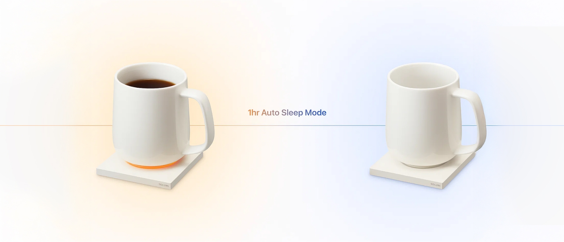 Smart warmer device in standby mode, showing automatic sleep safety function.