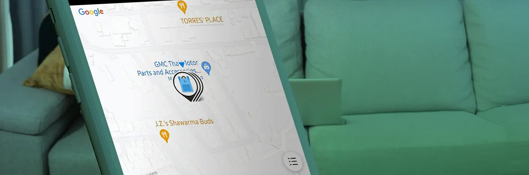 Phone screen displaying the app’s real-time location map.