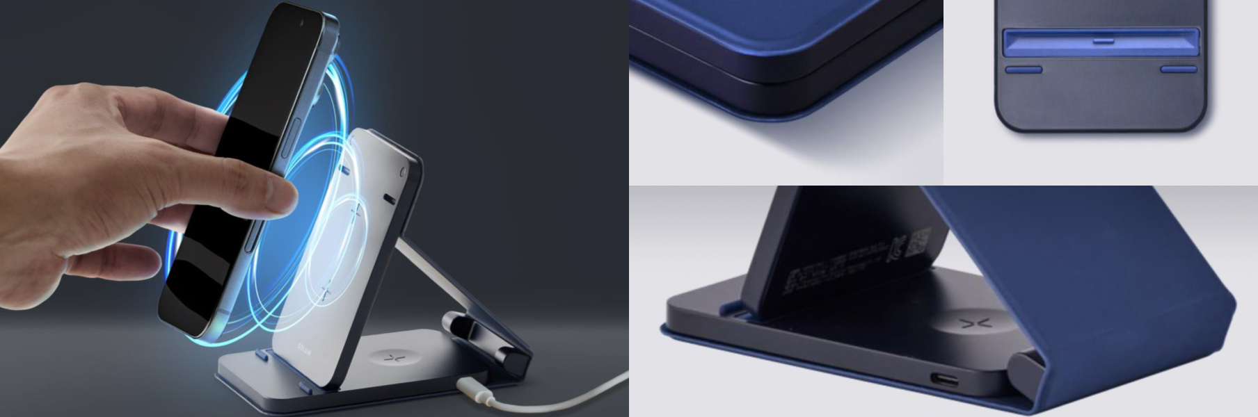 Silent, thermally controlled charging with anti-slip stability.