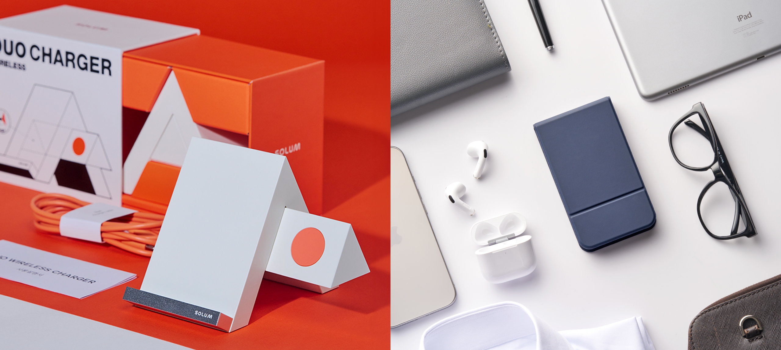 Foldable charger and duo charger for portable and multi-device use.