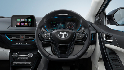 Leather wrapped flat bottom steering