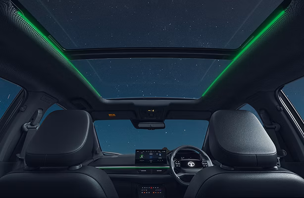 Voice assisted Panoramic Sunroof with Mood lighting
