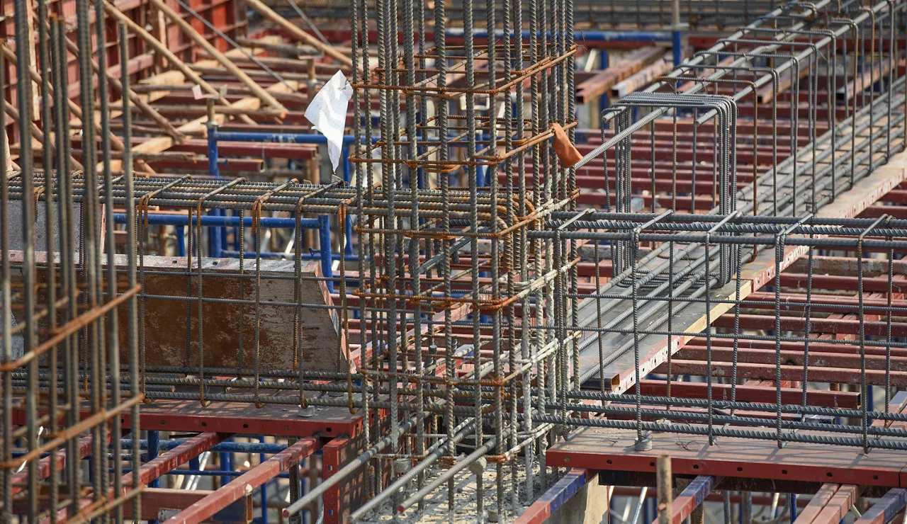 steel column and beam in construction site ,Steel reinforced concrete