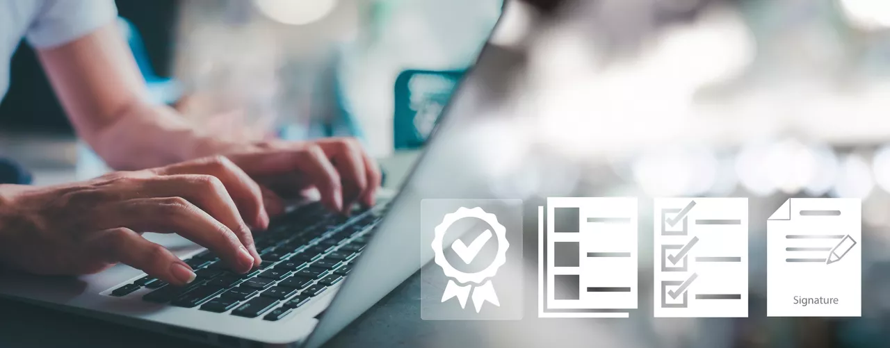Guarantee Standards quality control certification concept. businessman working with sign of the top service Quality assurance, Guarantee, Standards, ISO certification and standardization concept.