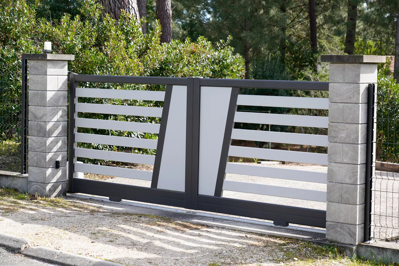 Aluminum sliding modern design grey white portal of suburb garden door slide house