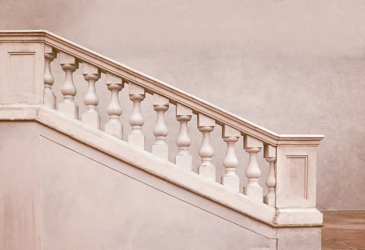 Stone baroque balaustrade as a staircase handrail vintage