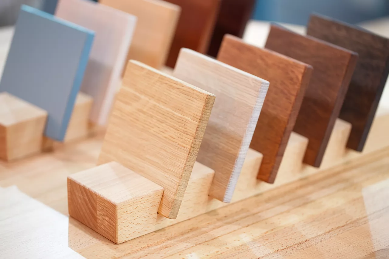 Wooden samples of different types of material.
