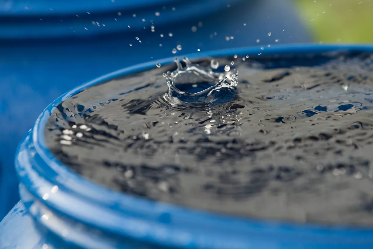 a raindrop breaks into rain tank