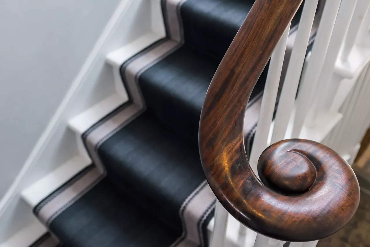 beautiful carved wooden handrail detail