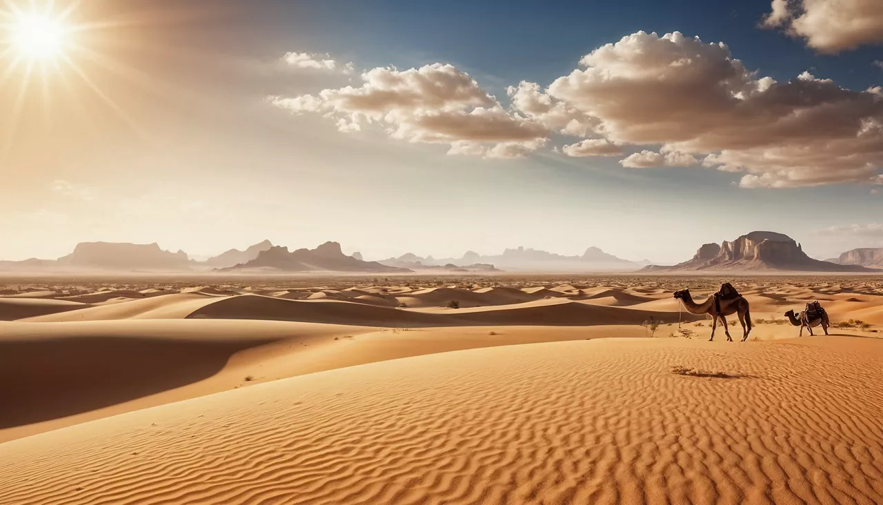 Camels in Desert area Quarter Desert in Saudi Arabia two camels
