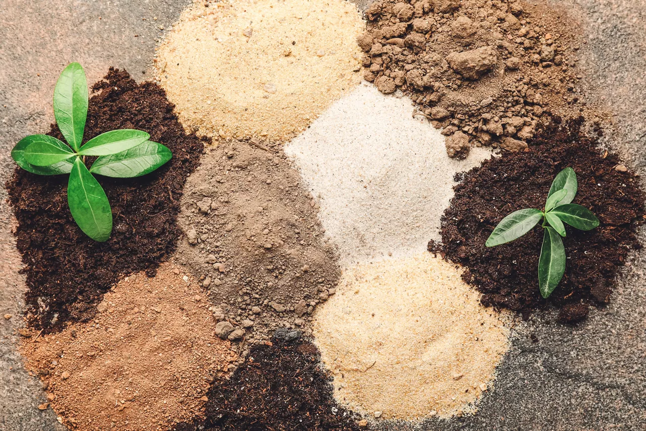 Different types of soil as background
