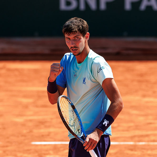Alexei Popyrin celebrates a winning shot