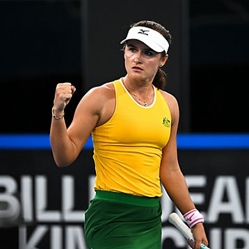 Arina Rodionova celebrates a point